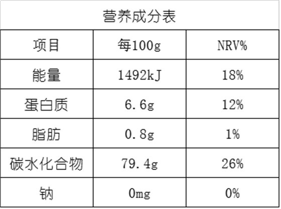 营养成分表-水磨大米粉