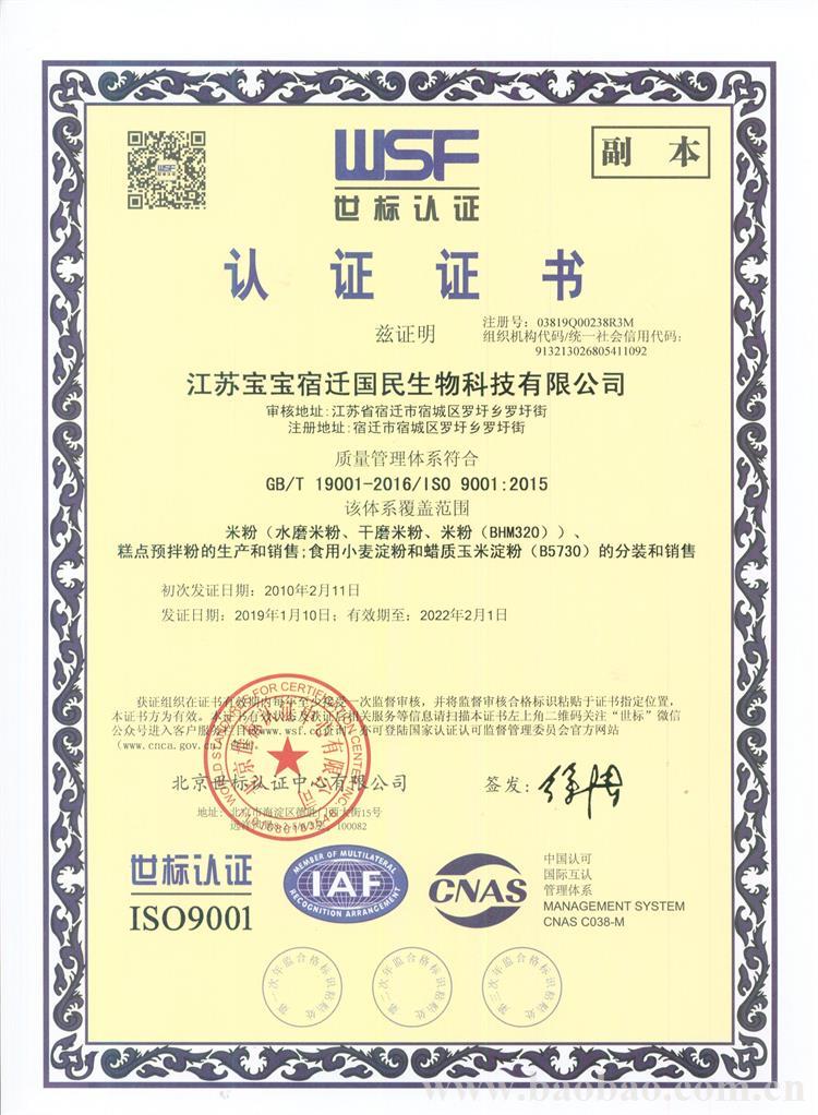 2019 ISO证书