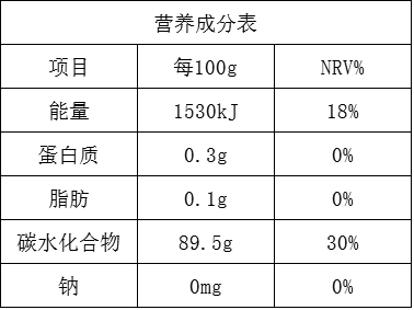 营养成分表-蜡质玉米淀粉(B5730)