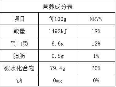 营养成分表-水磨大米粉